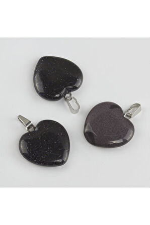 Lacivert Yıldız Kalpli Doğaltaş Kolye Ucu