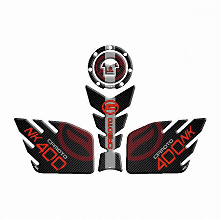 Gogo Tank Pad 003 Siyah-kırmızı Çizgili Cfmoto 400 Nk