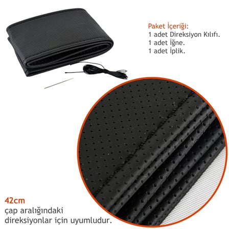 Fox Dikmeli Direksiyon Kılıfı Noktalı Siyah (Minibüs-Ticari) 42 cm