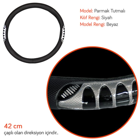 PMX Geçmeli Direksiyon Kılıfı Fosforlu Siyah (Beyaz) 42 cm TEQ-007BK/SL