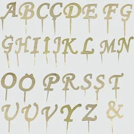 Sarı Renkli Harf Pasta ve Kek Pleksi