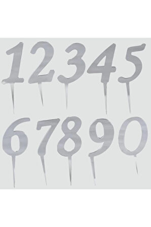 Gümüş Renkli Rakam Pasta ve Kek Pleksi