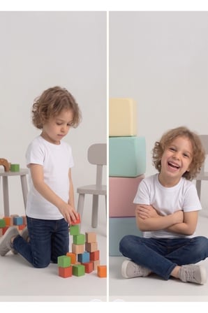Çocuk T-shirt 2'li Paket Beyaz Pamuklu Likralı Tişört