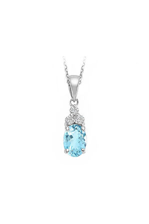 Pırlanta ve Sky Blue Topaz Serenity Kolye 0617P0063