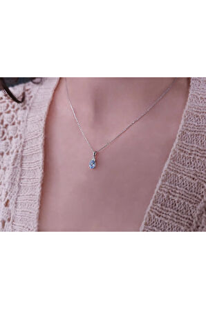 Pırlanta ve Sky Blue Topaz Serenity Kolye 0617P0063