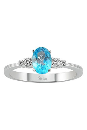 Pırlanta Ve Oval Mavi Topaz Taşlı Yüzük