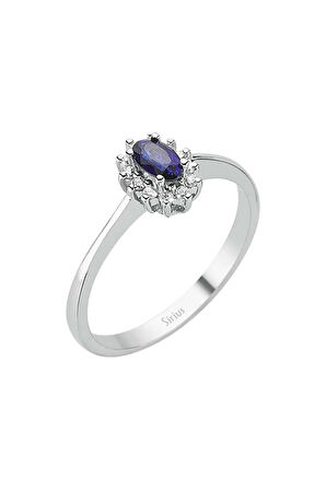 Pırlanta Ve Oval Safir Taşlı Anturaj Yüzük