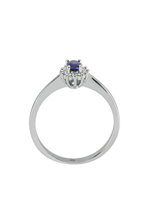 Pırlanta Ve Oval Safir Taşlı Anturaj Yüzük
