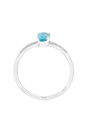 Pırlanta ve Oval Mavi Topaz Taşlı Yüzük