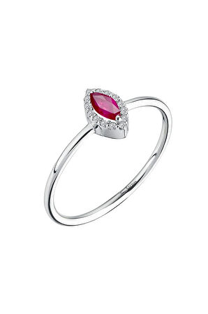 Pırlanta ve Markiz Kesim Pembe Turmalin Taşlı Yüzük