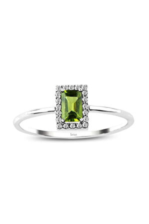 Pırlanta ve Baget Peridot Taşlı Yüzük