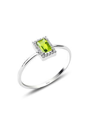 Pırlanta ve Baget Peridot Taşlı Yüzük