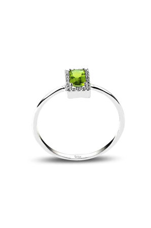 Pırlanta ve Baget Peridot Taşlı Yüzük