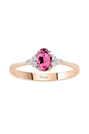 Pırlanta Ve Oval Pembe Turmalin Taşlı Yüzük
