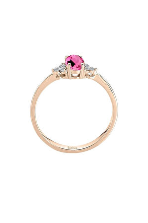 Pırlanta Ve Oval Pembe Turmalin Taşlı Yüzük