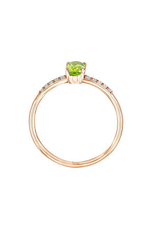 Pırlanta Ve Oval Peridot Taşlı Yüzük