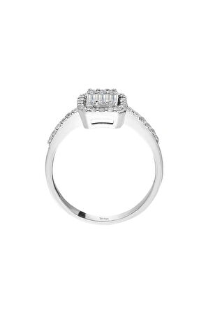 E Renk 0,44 Karat Baget Pırlanta Yüzük