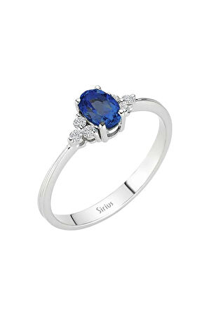 Pırlanta Ve Oval Safir Arya Yüzük
