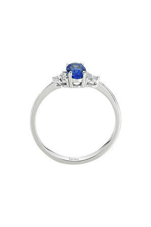 Pırlanta Ve Oval Safir Arya Yüzük