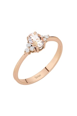 Pırlanta Ve Oval Morganite Taşlı Saga Yüzük
