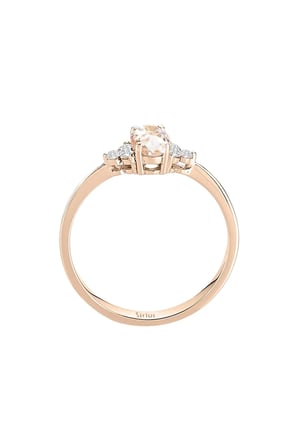 Pırlanta Ve Oval Morganite Taşlı Saga Yüzük