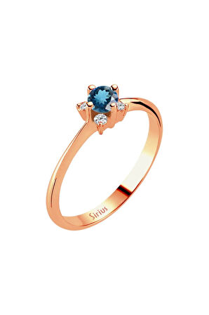 Pırlanta Ve London Blue Topaz Taşlı Aurora Yüzük