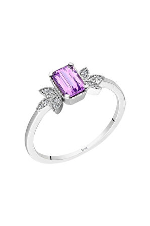 Pırlanta Ve Lilac Ametist Taşlı Yüzük