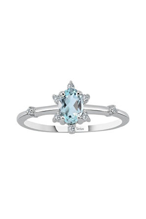 Pırlanta ve Sky Blue Topaz Buz Kristali Yüzük