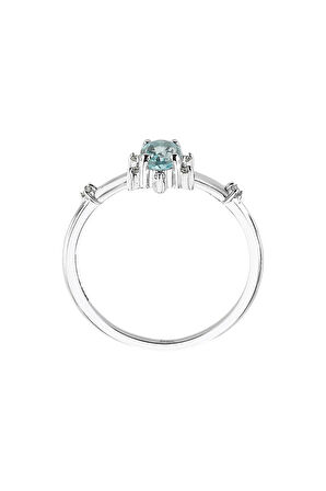 Pırlanta ve Sky Blue Topaz Buz Kristali Yüzük