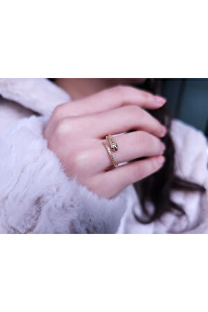 Siyah Pırlanta Taşlı Serpent Yüzük