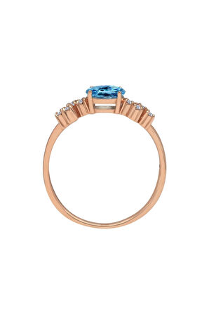 Pırlanta ve Oval Mavi Topaz Taşlı Aquala Yüzük 1117R0340