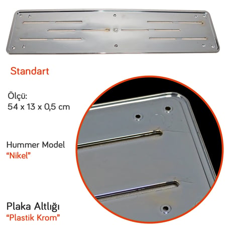 NYF URF1-012 Hummer Plaka Altlığı Plastik İnce Krom Nikel (2 li)