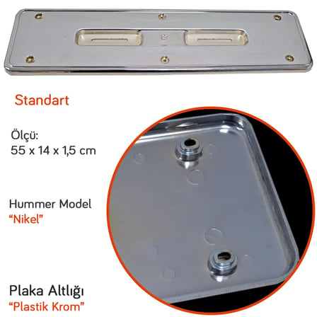 NYF URF1-010 Hummer Plaka Altlığı Plastik Kalın Krom Nikel (2 li)