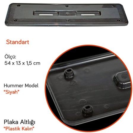 NYF URF1-011 Hummer Plaka Altlığı Plastik Kalın Siyah (2 li)