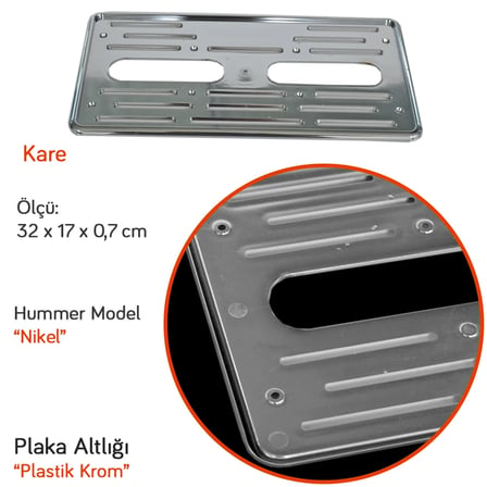 NYF URF1-082 Hummer Kare Plaka Altlığı Plastik Krom Nikel (Tekli)