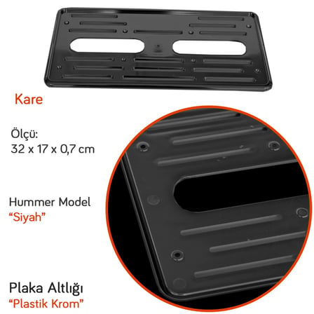 NYF URF1-083 Hummer Kare Plaka Altlığı Plastik Siyah (Tekli)
