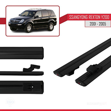Ssangyong Rexton (Y200) 2001-2005 Arası ile Uyumlu BASIC Model Ara Atkı Tavan Barı Siyah 2 Adet