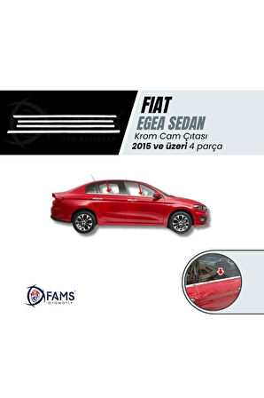 Fiat Egea Krom Cam Çıtası 4 Prç. 2015 Ve Üzeri Paslanmaz Çelik(SEDAN)