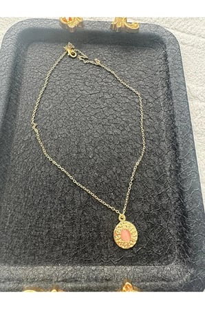 Yuvarlak Pembe Sedefli Gold Kolye