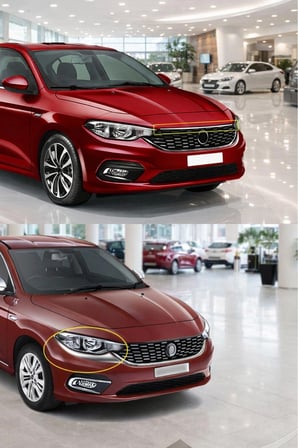 Fiat Egea 2015-2019 3 Parça Krom Set (Ön Kaput Çıtası + Ön Far Alt Nikelajı) P.Çelik