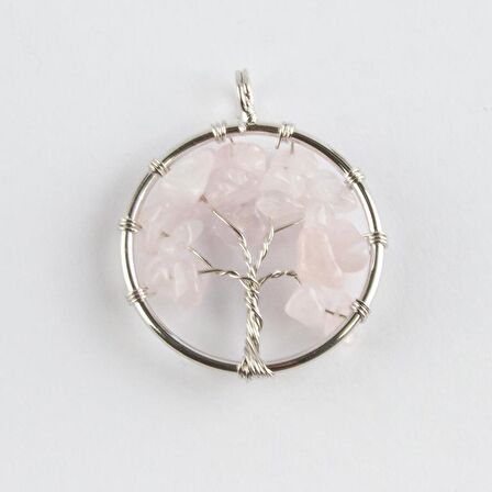 Pembe Kuvars Doğaltaş Kolye Ucu