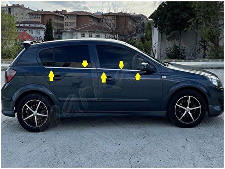 Markadan Opel Astra H HB Krom Cam Çıtası 2004-2013 4 Parça Paslanmaz Çelik