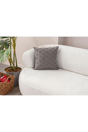 Swita Home Dekoratif Puantiye Keten Kumaşlı Kırlent Kılıfı 43x43