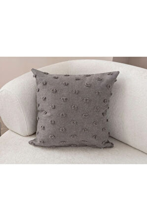 Swita Home Dekoratif Puantiye Keten Kumaşlı Kırlent Kılıfı 43x43