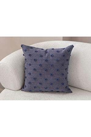 Swita Home Dekoratif Puantiye Keten Kumaşlı Kırlent Kılıfı 43x43