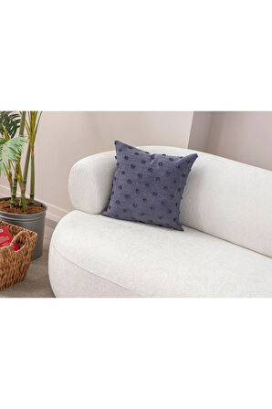 Swita Home Dekoratif Puantiye Keten Kumaşlı Kırlent Kılıfı 43x43