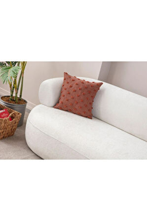 Swita Home Dekoratif Puantiye Keten Kumaşlı Kırlent Kılıfı 43x43