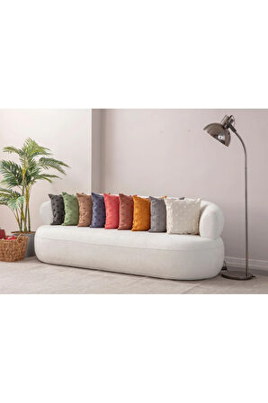 Swita Home Dekoratif Puantiye Keten Kumaşlı Kırlent Kılıfı 43x43