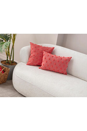 Swita Home İKİLİ Dekoratif Puantiye Keten Kumaşlı Kırlent Kılıfı 43x43, 35X50