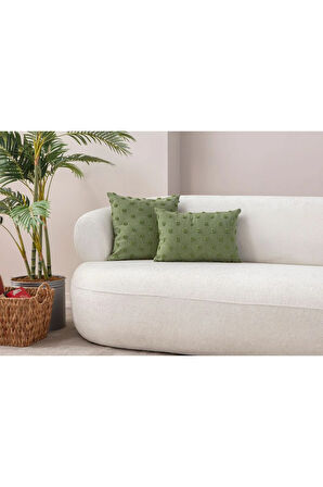 Swita Home İKİLİ Dekoratif Puantiye Keten Kumaşlı Kırlent Kılıfı 43x43, 35X50